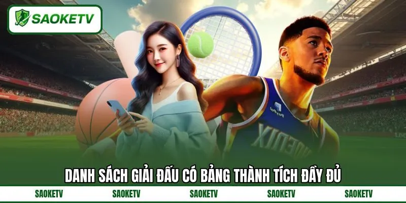Danh sách giải đấu có bảng thành tích đầy đủ